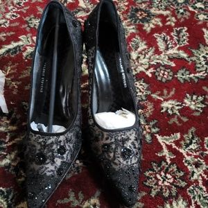 Black sequined high heels